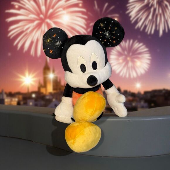 Disney Parks Mickey Mouse Plushie Stuffed Animal Holding 2023 Flag Pennant - Picture 1 of 5